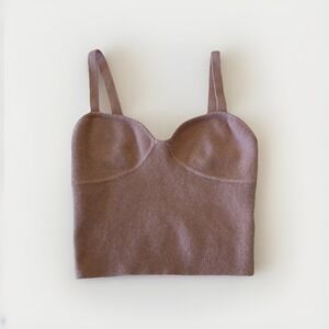 Wilfred Aritzia Knit Bustier Tank Top S Pink Cashmere Blend Coquette Balletcore